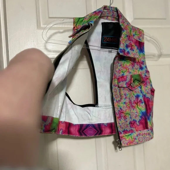 NWOT Dolls Kill | 24HRS | Denim Zip Up Vest Top | S - Picture 5 of 10